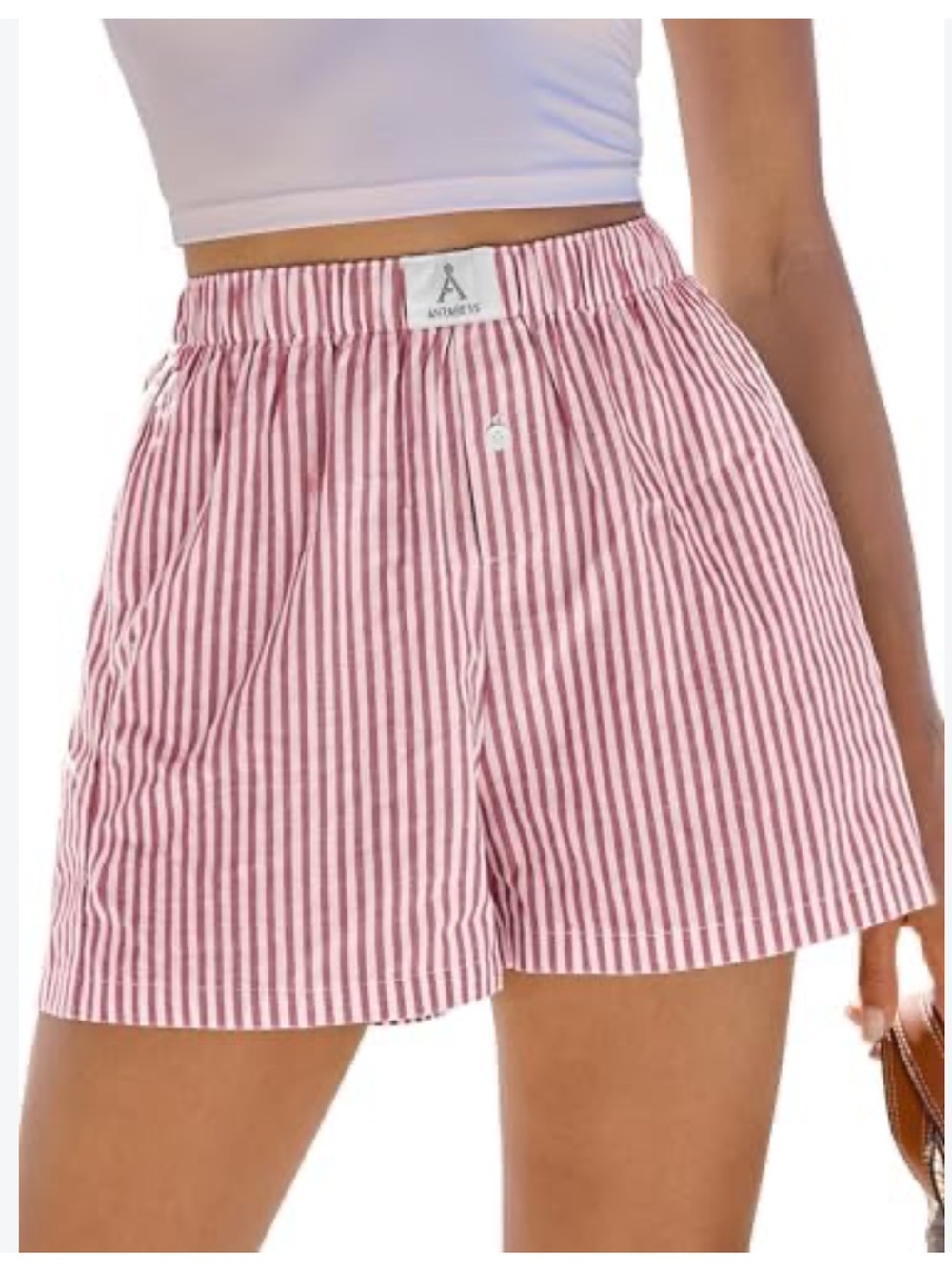 Women’s Red Stripe Elastic Waist Shorts